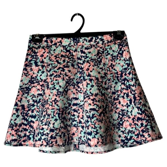 Club Monaco‎ Skirt Women 4 Pink Blue Floral A Line Skater Mini Boho Cottagecore - Picture 2 of 8